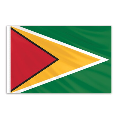 Guyana Indoor Nylon Flag 3'x5' With Gold Fringe